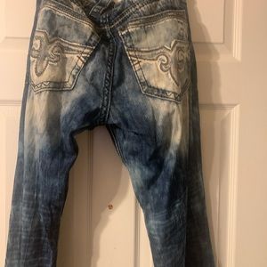 Blue acid wash jeans dark blue relaxed fit